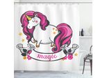 Abakuhaus Tenda Da Doccia Unicorno, Funny Kids Parole Vivid, Acqua Opaca Incl. 12 Anelli Lunga Durata Resistente A Batteri E Muffe, 175 X 200 Cm, Multicolore