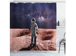Abakuhaus Tenda Da Doccia Nebel, Cartoon Astronaut Weltraum, Opaca, Incl. 12 Anelli, Resistente A Batteri E Muffe, 175 X 200 Cm, Grigio Antracite Sabbia