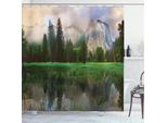 Abakuhaus Tenda Da Doccia Yosemite, Yosemite Cathedral Tree, Con Set Di 12 Anelli Impermeabile Elegante Moderna Colori Resistenti E Antimuffa, 175 X 180 Cm, Beige Verde
