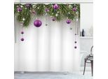 Abakuhaus Tenda Da Doccia Natalizia, Albero, Opaca, Incl. 12 Anelli, Resistente A Batteri E Muffe, 175 X 240 Cm, Viola Grigio Verde