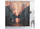 Abakuhaus Tenda Da Doccia Stadt, Amsterdam Ponte Vintage, Acqua Opaca Incl. 12 Anelli Resistente A Batteri E Muffe, 175 X 240 Cm, Grigio Rosa