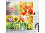 Abakuhaus Tenda Da Doccia Land, Motivo Floreale Con Vista Sul Paesaggio, Opaca, Incl. 12 Anelli, Resistente A Batteri E Muffe, 175 X 240 Cm, Multicolore