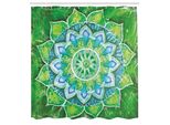 Abakuhaus Tenda Da Doccia Mandala, Grand Mandala Con Motivi A Foglie Simbolo Della Natura E Tema Zen Stampa In Stile Boho Verde, Tessuto Set Decorativo Per Bagno Con Ganci, 175X240 Cm, Verde Blu