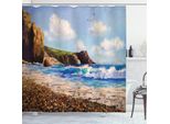 Abakuhaus Tenda Da Doccia Ocean, Costa Marina Con Scogli, Opaca, Incl. 12 Anelli, Resistente A Batteri E Muffe, 175 X 240 Cm, Marrone, Bianco, Blu