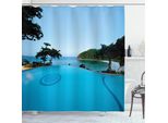 Abakuhaus Tenda Da Doccia Turchese, Pool Tropical Island, Opaca, Incl. 12 Anelli, Resistente A Batteri E Muffe, 175 X 200 Cm, Verde Turchese