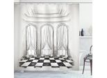 Abakuhaus Tenda Da Doccia, Chiusura Barocca, Opaca, Incl. 12 Anelli, Resistente A Batteri E Muffe, 175 X 200 Cm, Bianco E Nero