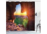 Abakuhaus Tenda Da Doccia Paesaggio, Canyon Al Tramonto, Acqua Opaca Incl. 12 Anelli Resistente A Batteri E Muffe, 175 X 240 Cm, Arancione Verde