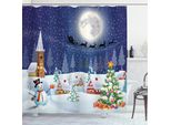 Abakuhaus Tenda Da Doccia Natalizia, Paesaggio Invernale, Set Incl. 12 Ganci In Tessuto Impermeabile Resistente A Batteri E Muffe, 175 X 180 Cm, Blu-Bianco