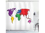 Abakuhaus Tenda Da Doccia Con Mappa Del Mondo, Educativa E Moderna, Resistente Al Sapone, Ai Batteri, Alla Muffa E All'acqua, Incl. 12 Ganci E Colori Resistenti, 175 X 180 Cm, Multicolore