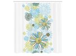 Abakuhaus Tenda Da Doccia Turchese, Fiori Di Camomilla, Fiori Selvatici, Illustrazione Estiva, Tessuto, Set Decorativo Per Bagno Con Ganci, 175X220 Cm, Verde Chiaro, Verde Scuro