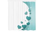 Abakuhaus Tenda Da Doccia Turchese, San Valentino Romantic Art Con Cuori Stelle Matrimonio Felicità Tema, Tessuto Set Decorativo Per Bagno Con Ganci, 175X240 Cm, Turchese Verde Acqua Bianco