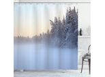 Abakuhaus Tenda Da Doccia Invernale, Lago Ghiacciato Nel Bosco, Opaca, Incl. 12 Anelli, Resistente A Batteri E Muffe, 175 X 240 Cm, Bianco Verde