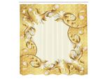 Abakuhaus Pearls Tenda Da Doccia, Illustrazione Di Una Cornice Con Decorazioni E Perle In Stile Barocco Con Motivi Floreali, Tessuto Set Decorativo Per Bagno Con Ganci, 175X220 Cm, Giallo Crema