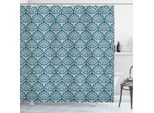 Abakuhaus Tenda Da Doccia In Damasco, Motivo Floreale Blu, Impermeabile, Incl. 12 Anelli, Resistente A Batteri E Muffe, 175 X 240 Cm, Blu E Bianco