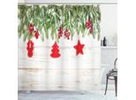 Abakuhaus Tenda Da Doccia Natalizia, Casa Innevata, Impermeabile, Incl. 12 Anelli, Resistente A Batteri E Muffe, 175 X 200 Cm, Blu Rosso