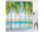 Abakuhaus Tenda Da Doccia Tropicale, Pool Resort Estate, Impermeabile, Incl. 12 Anelli, Resistente A Batteri E Muffe, 175 X 200 Cm, Verde Blu