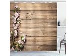 Abakuhaus Tenda Da Doccia In Legno, Blooming Orchard Primavera, Impermeabile, Inclusi 12 Anelli, Resistente A Batteri E Muffe, 175 X 240 Cm, Marrone Verde Rosa