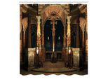 Abakuhaus Tenda Da Doccia Gotica, Sala Antica Mistica Scura Con Colonne, Croce, Duomo, Santuario, Stampa, Tessuto, Set Decorativo Per Bagno Con Ganci, 175X240 Cm, Avorio, Marrone, Nero