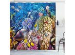 Abakuhaus Tenda Da Doccia Con Motivo Ittico, Animali Marini, Opaca, Incl. 12 Anelli, Resistente A Batteri E Muffe, 175 X 200 Cm, Multicolore