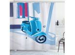 Abakuhaus Italia Tenda Da Doccia, Old Town Country Life, Impermeabile, Inclusi 12 Anelli, Resistente A Batteri E Muffe, 175 X 240 Cm, Blu Grigio