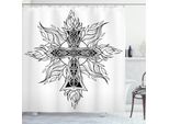 Abakuhaus Tenda Da Doccia Bianca E Nera, Forma Gothic Flames, Impermeabile, Incl. 12 Anelli, Resistente A Batteri E Muffe, 175 X 200 Cm, Bianco E Nero
