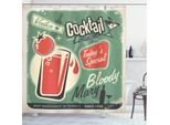 Abakuhaus Tenda Da Doccia Retrò, Poster Nostalgico, Impermeabile, Incl. 12 Anelli, Resistente A Batteri E Muffe, 175 X 240 Cm, Verde Rosso