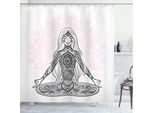 Abakuhaus Tenda Da Doccia Viola, Mandala Chakra Splash, Impermeabile, Inclusi 12 Anelli, Resistente A Batteri E Muffe, 175 X 200 Cm, Bianco Viola