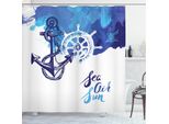 Abakuhaus Tenda Da Doccia Anker, Nautical Rad Ozean, Opaca, Incl. 12 Anelli, Resistente A Batteri E Muffe, 175 X 240 Cm, Blu E Bianca