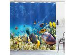 Abakuhaus Tenda Da Doccia Con Motivo Pesci, Animali Marini, Acqua, Opaca, Incl. 12 Anelli, Resistente A Batteri E Muffe, 175 X 240 Cm, Multicolore