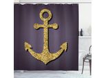 Abakuhaus Tenda Da Doccia Anker, Motivo Anker Tranquil, Resistente A Sapone, Batteri, Muffa E Acqua, Incl. 12 Ganci E Colori Resistenti, 175 X 180 Cm, Giallo Prugna