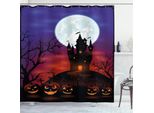 Abakuhaus Tenda Da Doccia Halloween, Castello Stregato, In Tessuto, Incl. 12 Ganci, Stampa Digitale, Colori Resistenti, Durevole, Resistente Ai Batteri, 175 X 220 Cm, Multicolore
