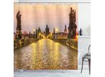 Abakuhaus Tenda Da Doccia Con Vista Sulla Città, Centro Storico Di Praga, Impermeabile, Inclusi 12 Anelli, Resistente A Batteri E Muffe, 175 X 240 Cm, Giallo Marrone