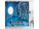 Abakuhaus Tenda Da Doccia Natalizia, Bosco Invernale Natalizio, Opaca, Incl. 12 Anelli, Resistente A Batteri E Muffe, 175 X 240 Cm, Blu Navy