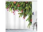 Abakuhaus Tenda Da Doccia Natalizia, Rami Di Albero, Opaca, Incl. 12 Anelli, Resistente A Batteri E Muffe, 175 X 240 Cm, Verde Marrone