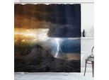 Abakuhaus Tenda Da Doccia Paesaggio, Nuvole Scure Montagna, Acqua Opaca Incl. 12 Anelli Resistente A Batteri E Muffe, 175 X 200 Cm, Arancione Grigio