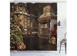 Abakuhaus Tenda Da Doccia Natalizia, Festa Invernale, Opaca, Incl. 12 Anelli, Resistente A Batteri E Muffe, 175 X 240 Cm, Marrone Taupe