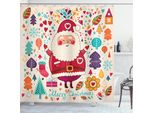 Abakuhaus Tenda Da Doccia Natalizia, Natale Vintage, Opaca, Incl. 12 Anelli, Resistente A Batteri E Muffe, 175 X 240 Cm, Multicolore
