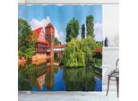 Abakuhaus Tenda Da Doccia Rustica, Summer View German Town, Impermeabile, Incl. 12 Anelli, Resistente A Batteri E Muffe, 175 X 200 Cm, Arancione Verde Blu