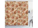 Abakuhaus Tenda Da Doccia Paisley, Foglie, Acqua Opaca, Incl. 12 Anelli, Resistente A Batteri E Muffe, 175 X 240 Cm, Rosso Beige