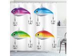 Abakuhaus Tenda Da Doccia Con Motivo A Pesci, Diagramma Marino Con Animali, Opaca, Incl. 12 Anelli, Resistente A Batteri E Muffe, 175 X 240 Cm, Multicolore