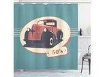 Abakuhaus Tenda Da Doccia Retrò, Veicolo Antico Nostalgico, Impermeabile, Incl. 12 Anelli, Resistente A Batteri E Muffe, 175 X 200 Cm, Giallo Verde Acqua Rosso