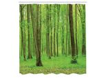 Abakuhaus Tenda Da Doccia Bosco, Bosco Primaverile In Una Giornata Di Sole Colori Freschi E Tenui Come Una Stampa Da Sogno, Tessuto Set Decorativo Per Bagno Con Ganci, 175X240 Cm, Verde Marrone