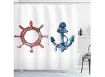 Abakuhaus Tenda Da Doccia Anker, Volante Nautico, Opaca, Incl. 12 Anelli, Resistente A Batteri E Muffa, 175 X 200 Cm, Rosa E Blu