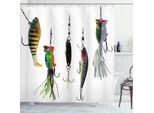 Abakuhaus Tenda Da Doccia Naturale, Tramonto Sul Lago - Pesca, Opaca, Incl. 12 Anelli, Resistente A Batteri E Muffe, 175 X 200 Cm, Arancione Blu