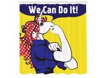 Abakuhaus Tenda Da Doccia Unicorno, Slogan Femminista We Can Do It Con Il Famoso Gesto, Tessuto Set Decorativo Per Bagno Con Ganci, 175X240 Cm, Multicolore