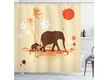 Abakuhaus Tenda Da Doccia Elefante, Safari Tropical Lands, Impermeabile, Inclusi 12 Anelli, Resistente A Batteri E Muffe, 175 X 200 Cm, Arancione Marrone Crema