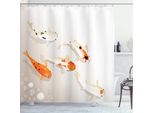 Abakuhaus Tenda Da Doccia Con Motivo A Pesci, Pesci Koi Maculati Tradizionali, Opaca, Incl. 12 Anelli, Resistente A Batteri E Muffe, 175 X 240 Cm, Arancione Beige