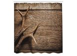 Abakuhaus Tenda Da Doccia Con Corna Di Cervo, Corna Di Cervo Su Tavolo In Legno, Superficie Con Texture Rustica, Stagione Di Caccia Autunnale, Raccolta Artistica, Tessuto, Set Decorativo Per Bagno Con Ganci, 175X240 Cm, Marrone Umbra