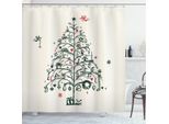Abakuhaus Tenda Da Doccia Natalizia, Albero E Fate, Stampa Digitale Su Tessuto, Incl. 12 Ganci, Resistente Al Lavaggio, Resistente Ai Batteri, 175 X 220 Cm, Rosso E Verde