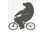 Abakuhaus Tenda Da Doccia Vintage, Con Una Divertente Parodia In Stile Hipster Che Raffigura Una Bicicletta, Tessuto, Set Decorativo Per Bagno Con Ganci, 175X220 Cm, Grigio.